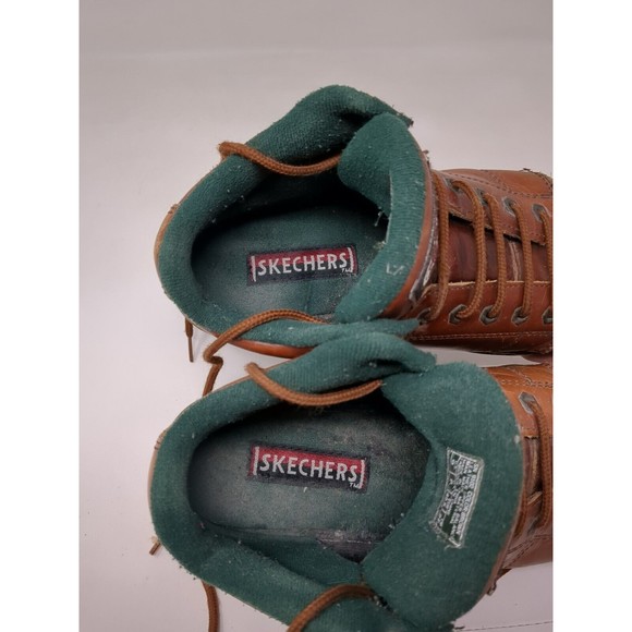 Vintage Y2K Skechers Chunky Ankle Boots Leather Lace Up Brown Shoes Mens Size 9‎ main image 4